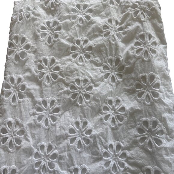 White Sleeveless Floral Eyelet Shift Dress By Whit Two Anthropologie - Picture 2 of 8